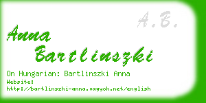 anna bartlinszki business card